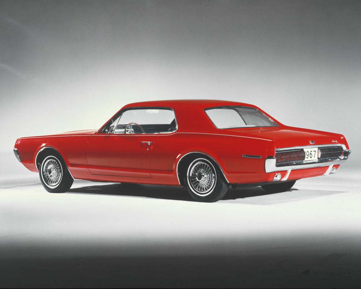 This archival image documents the 1967 Mercury Cougar Rear View and is preserved in the Ford Heritage Vault as part of Ford Motor Company's historic photographic archive. Free for personal, non-commercial use. Ford Heritage Vault reference AR-2008...