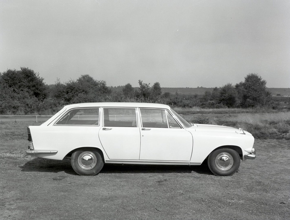 This archival image documents the 1964 Ford Zodiac Mark II Estate Car side view in scenic field with trees and is preserved in the Ford Heritage Vault as part of Ford Motor Company's historic photographic archive. Free for personal, non-commercial...