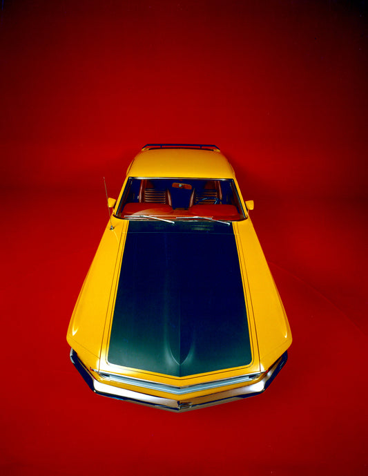 1969 Ford Mustang Boss 302 aerial view in studio HV 1969-0010