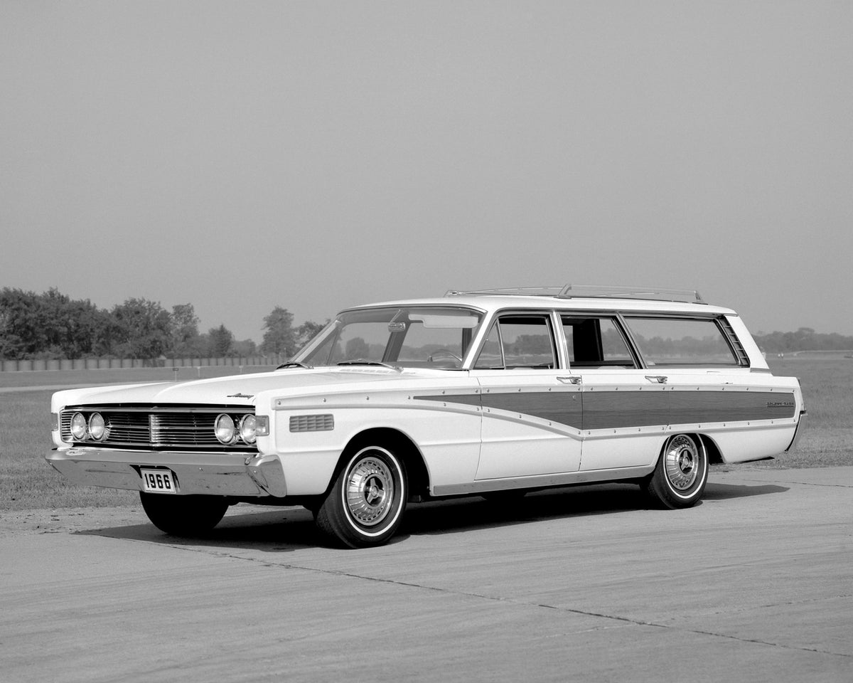 This archival image documents the 1965 Mercury Colony Park station wagon and is preserved in the Ford Heritage Vault as part of Ford Motor Company's historic photographic archive. Free for personal, non-commercial use. Ford Heritage Vault referenc...