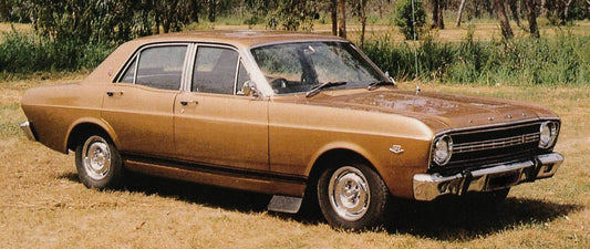 1966 Ford XR Falcon GT closeup in scenic field HV 1966-0151