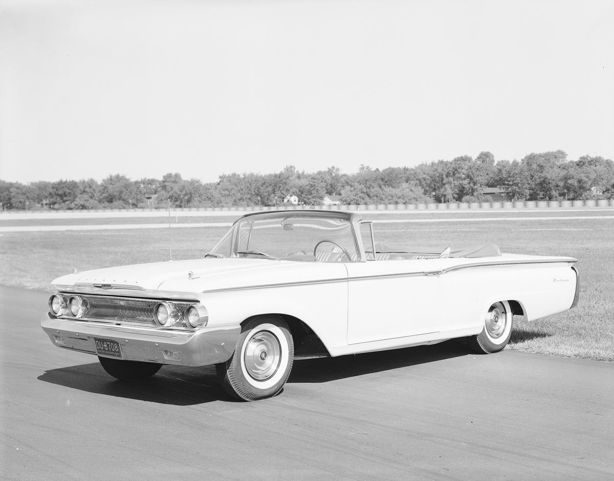 This archival image documents the 1960 Mercury Monterey convertible with Top Down and is preserved in the Ford Heritage Vault as part of Ford Motor Company's historic photographic archive. Free for personal, non-commercial use. Ford Heritage Vault...