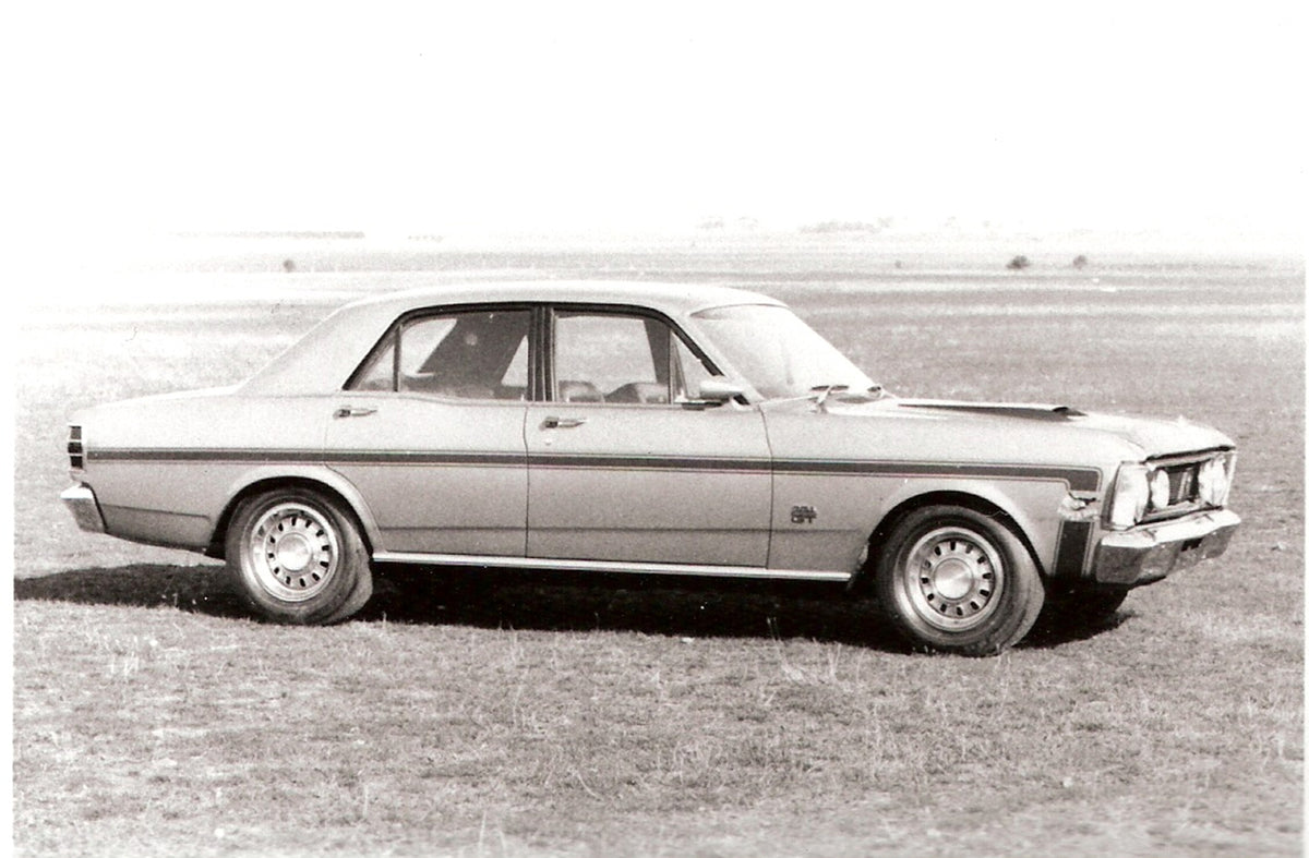 This archival image documents the 1966 Ford XR Falcon GT side view in field and is preserved in the Ford Heritage Vault as part of Ford Motor Company's historic photographic archive. Free for personal, non-commercial use. Ford Heritage Vault refer...