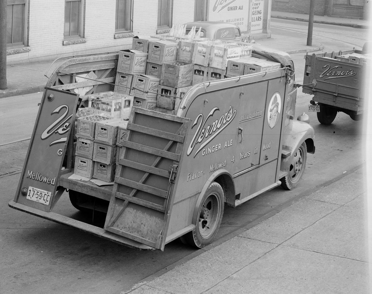 This archival image documents the 1942 ca Ford Cab Over Vernors delivery truck and is preserved in the Ford Heritage Vault as part of Ford Motor Company's historic photographic archive. Free for personal, non-commercial use. Ford Heritage Vault re...