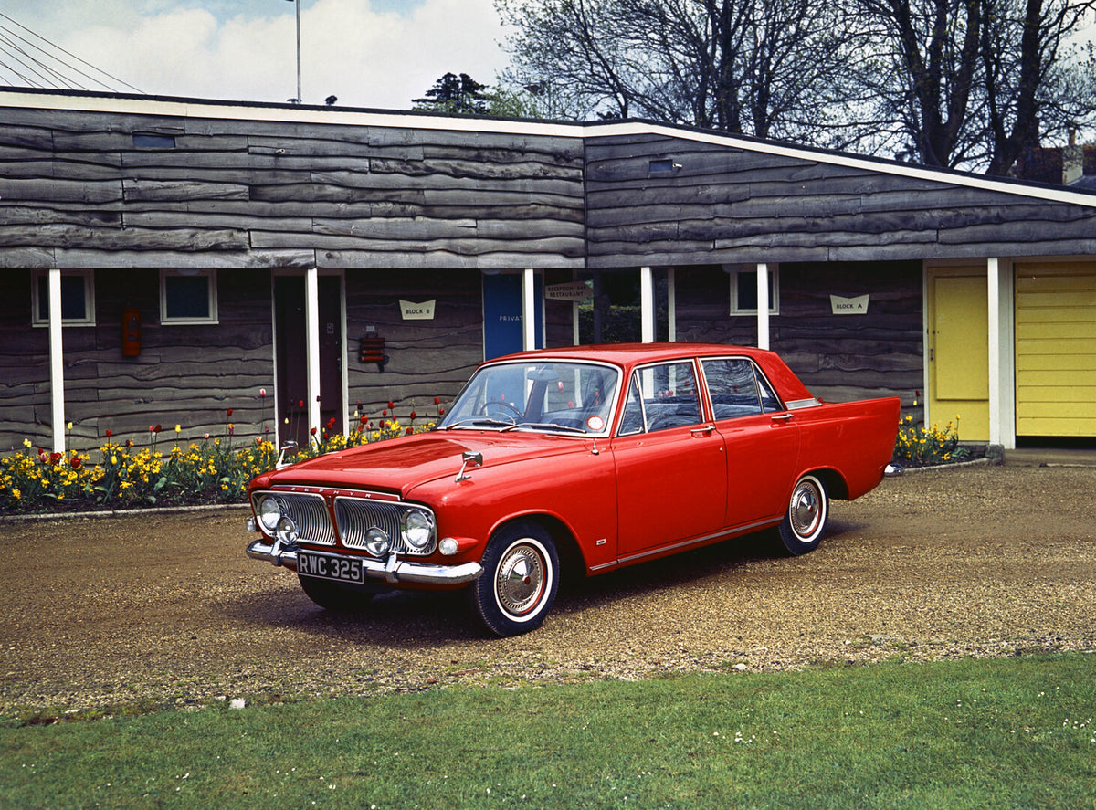 This archival image documents the 1962 Ford Zephyr 6 MKIII front 3/4 view in front of motel 1962-66-10 and is preserved in the Ford Heritage Vault as part of Ford Motor Company's historic photographic archive. Free for personal, non-commercial use...