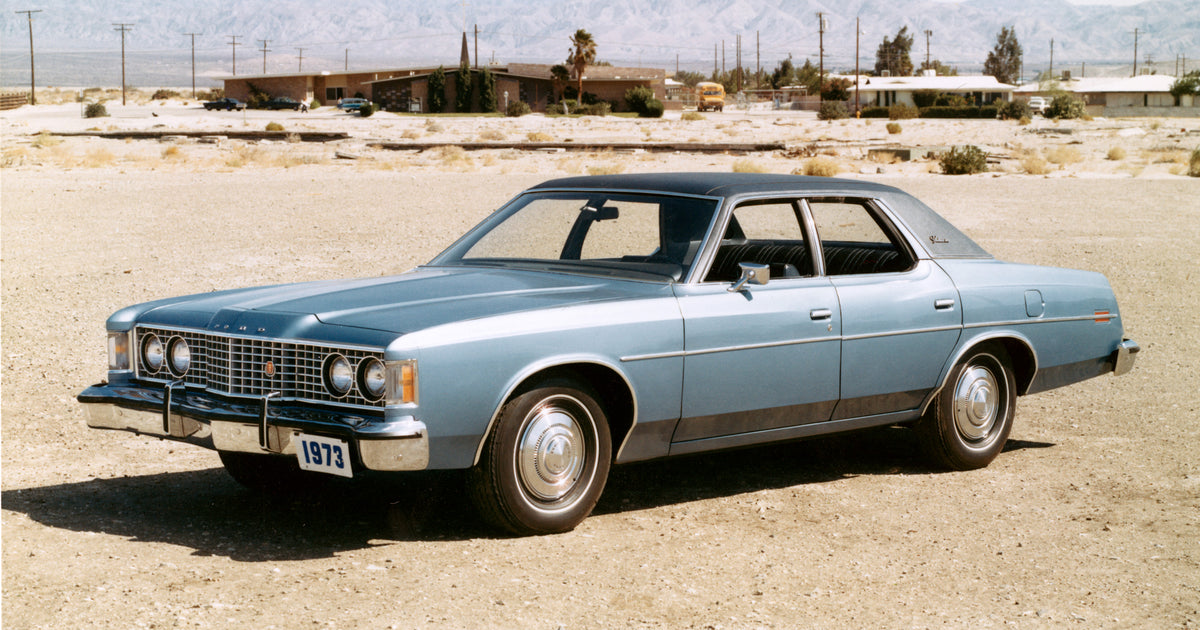 This archival image documents the 1973 Ford Galaxie 500 four-door and is preserved in the Ford Heritage Vault as part of Ford Motor Company's historic photographic archive. Free for personal, non-commercial use. Ford Heritage Vault reference AR-20...