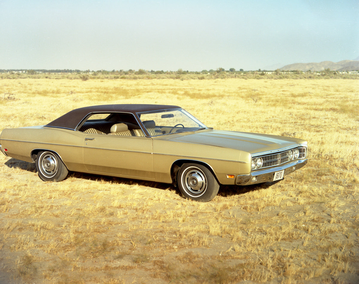 This archival image documents the 1970 Ford Galaxie 500 two-door hardtop and is preserved in the Ford Heritage Vault as part of Ford Motor Company's historic photographic archive. Free for personal, non-commercial use. Ford Heritage Vault referenc...