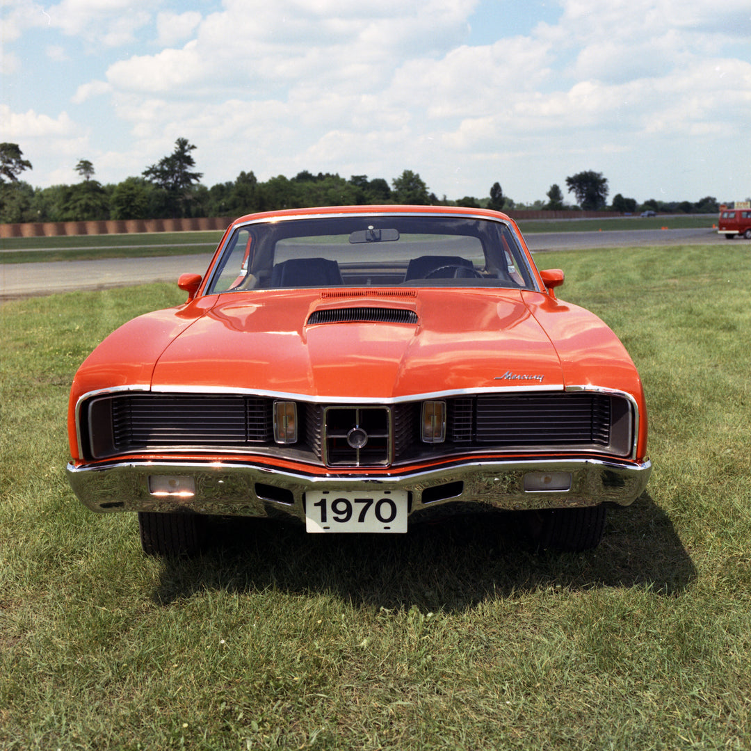 This archival image documents the 1970 Mercury Montego Cyclone GT Front View and is preserved in the Ford Heritage Vault as part of Ford Motor Company's historic photographic archive. Free for personal, non-commercial use. Ford Heritage Vault refe...