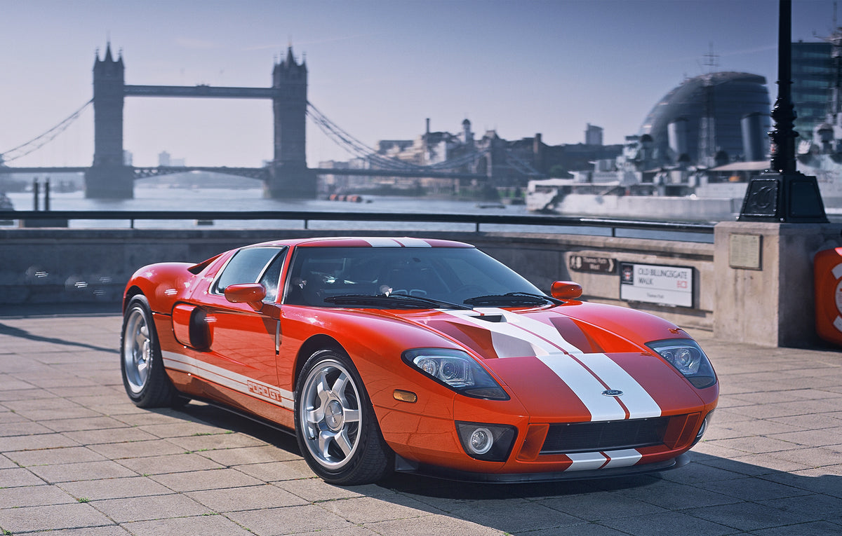 This archival image documents the 2003 Ford GT with the Tower Bridge in distance and is preserved in the Ford Heritage Vault as part of Ford Motor Company's historic photographic archive. Free for personal, non-commercial use. Ford Heritage Vault ...