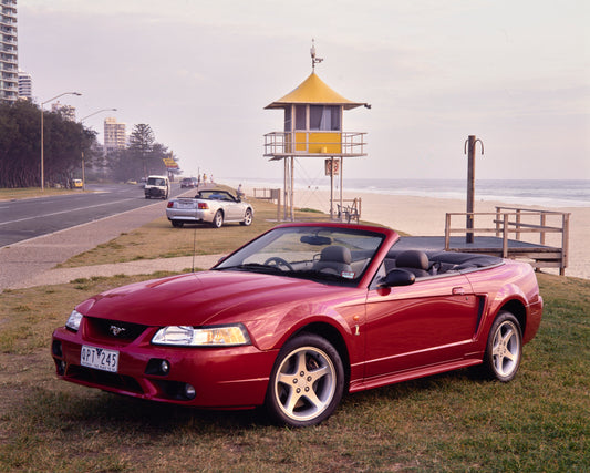 2001 Ford Mustang Cobra Convertible Passenger Side Front End View by the Beach FAP-2011-3 HV 2001-0155