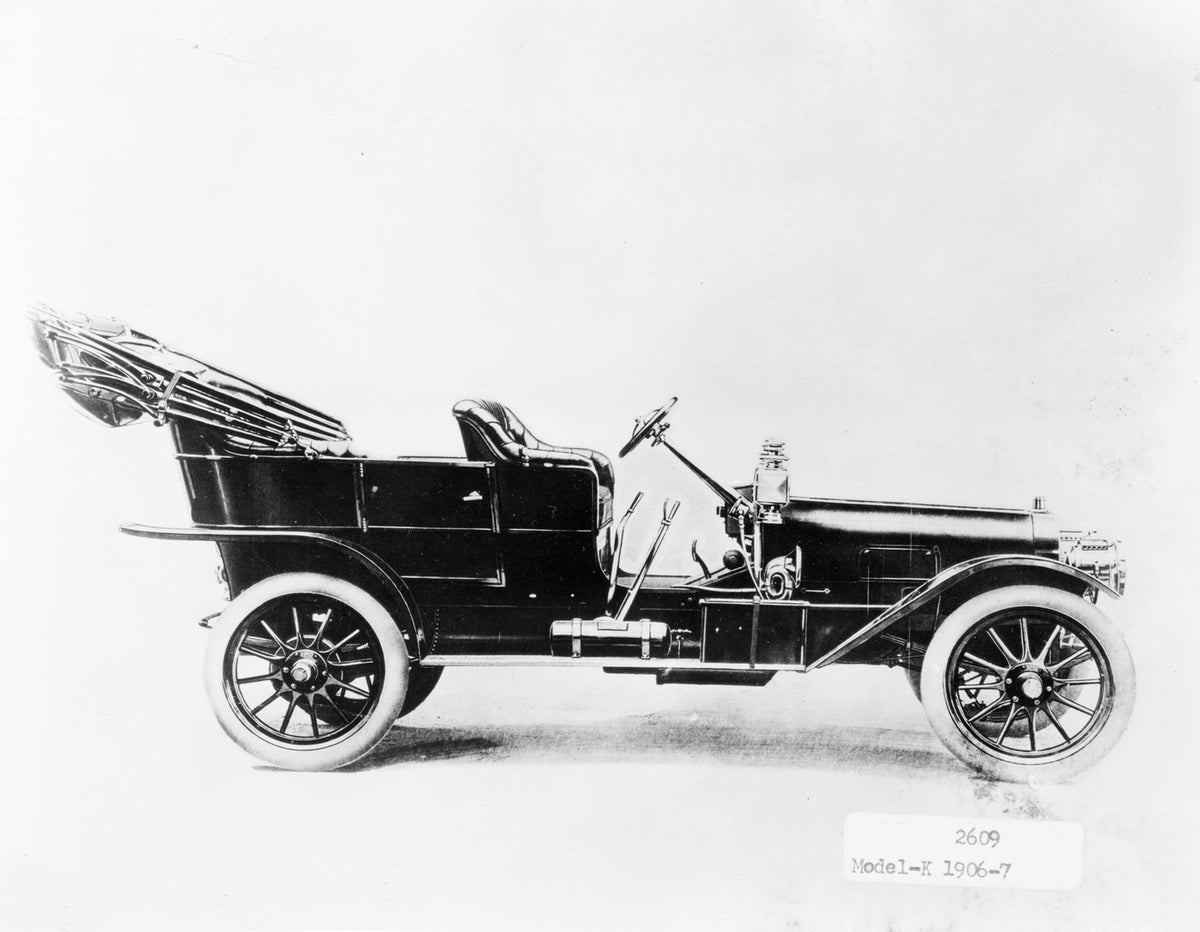 This archival image documents the 1906 Ford Model K and is preserved in the Ford Heritage Vault as part of Ford Motor Company's historic photographic archive. Free for personal, non-commercial use. Ford Heritage Vault reference AR-2008-8.1.4.63.