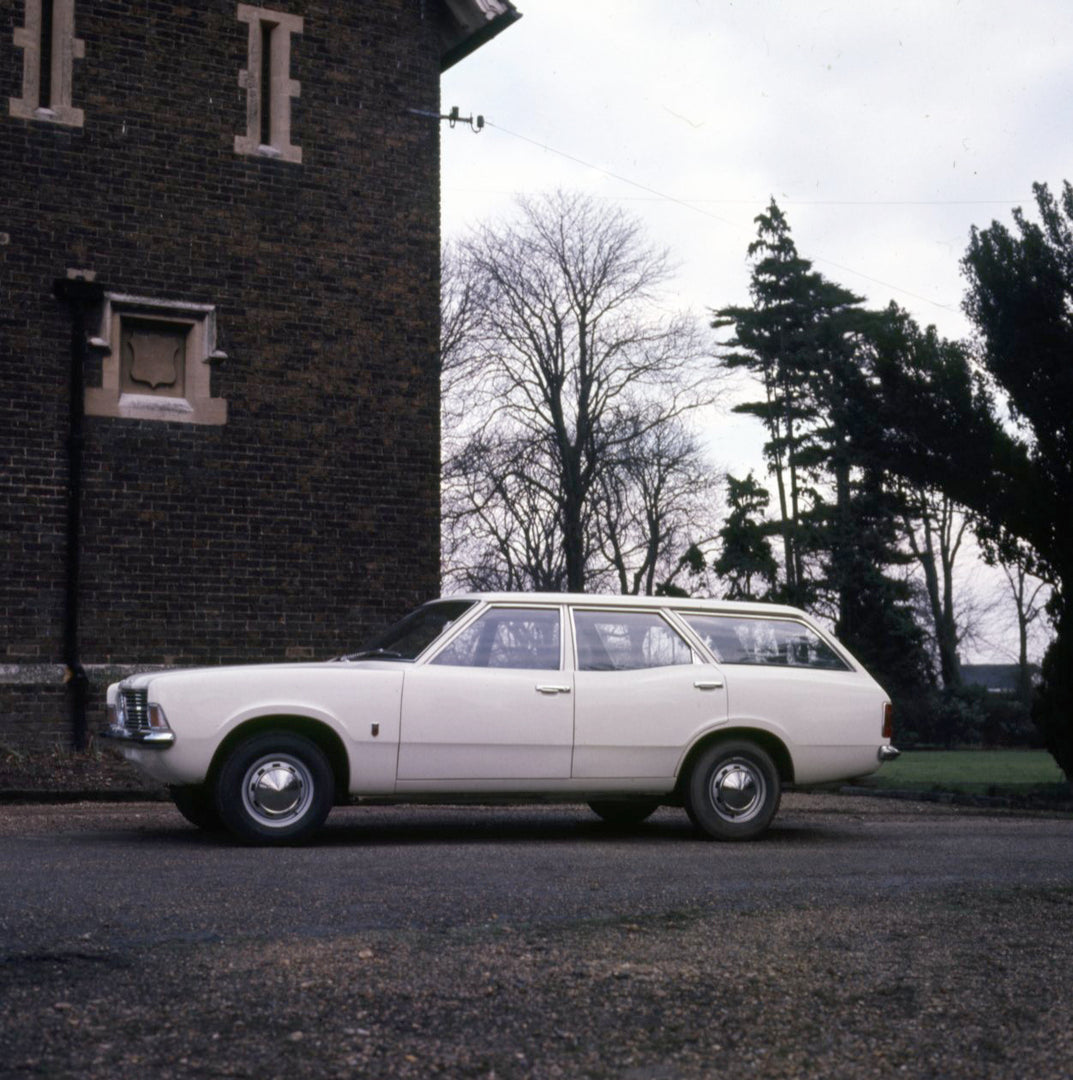 This archival image documents the 1972 Ford Cortina MK III 1600 L Estate scenic side view and is preserved in the Ford Heritage Vault as part of Ford Motor Company's historic photographic archive. Free for personal, non-commercial use. Ford Herita...