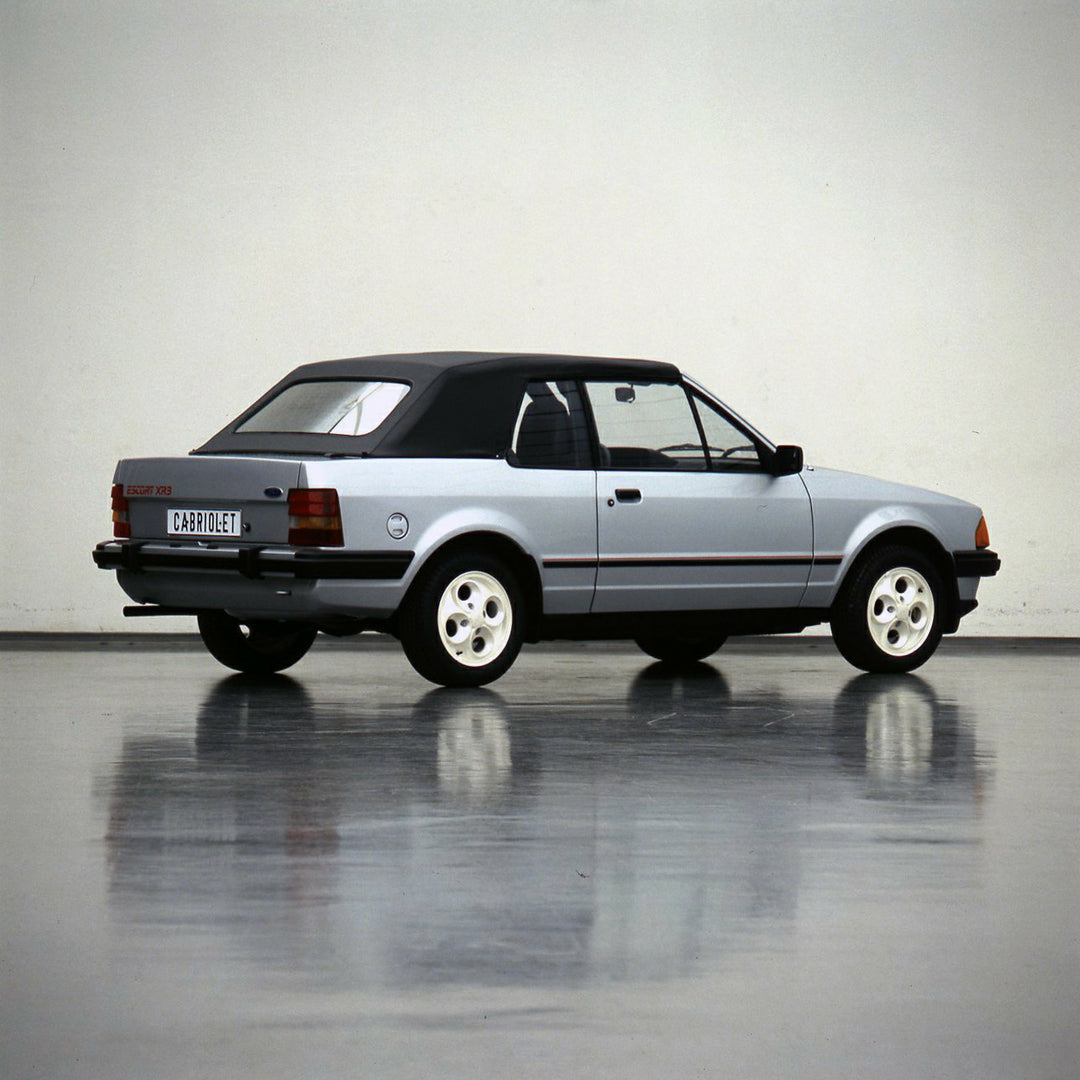 This archival image documents the 1981 Ford Escort XR3 Cabriolet Mark III in studio and is preserved in the Ford Heritage Vault as part of Ford Motor Company's historic photographic archive. Free for personal, non-commercial use. Ford Heritage Vau...