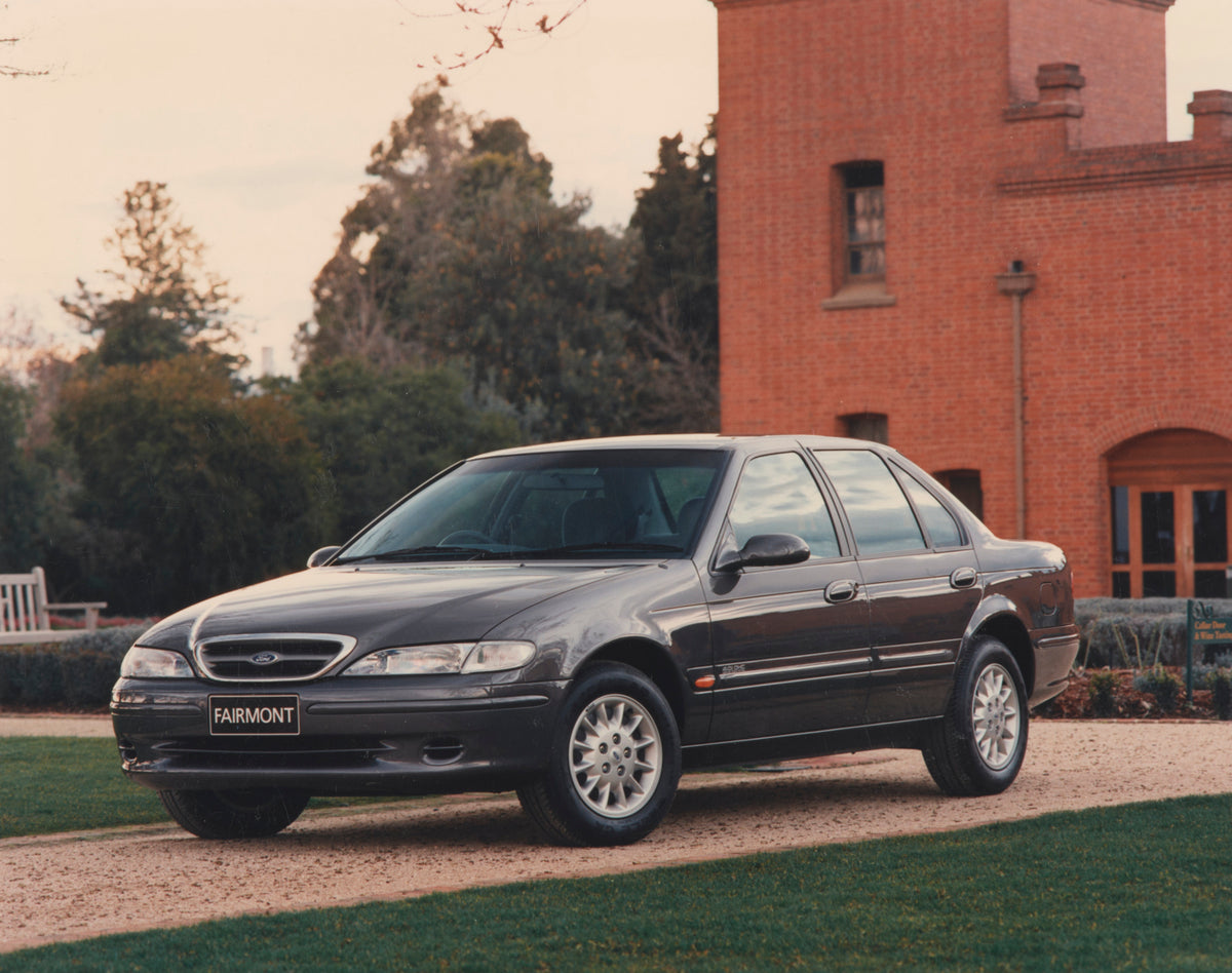This archival image documents the 1996 Ford EL Falcon Fairmont Sedan Passenger Side Front End View in Driveway FAP-2011-3 and is preserved in the Ford Heritage Vault as part of Ford Motor Company's historic photographic archive. Free for personal,...