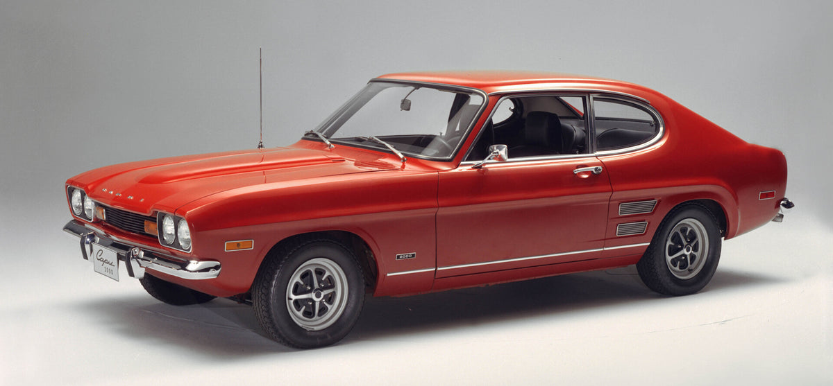 This archival image documents the 1969 Ford Capri in studio and is preserved in the Ford Heritage Vault as part of Ford Motor Company's historic photographic archive. Free for personal, non-commercial use. Ford Heritage Vault reference AR-2008-8.1...