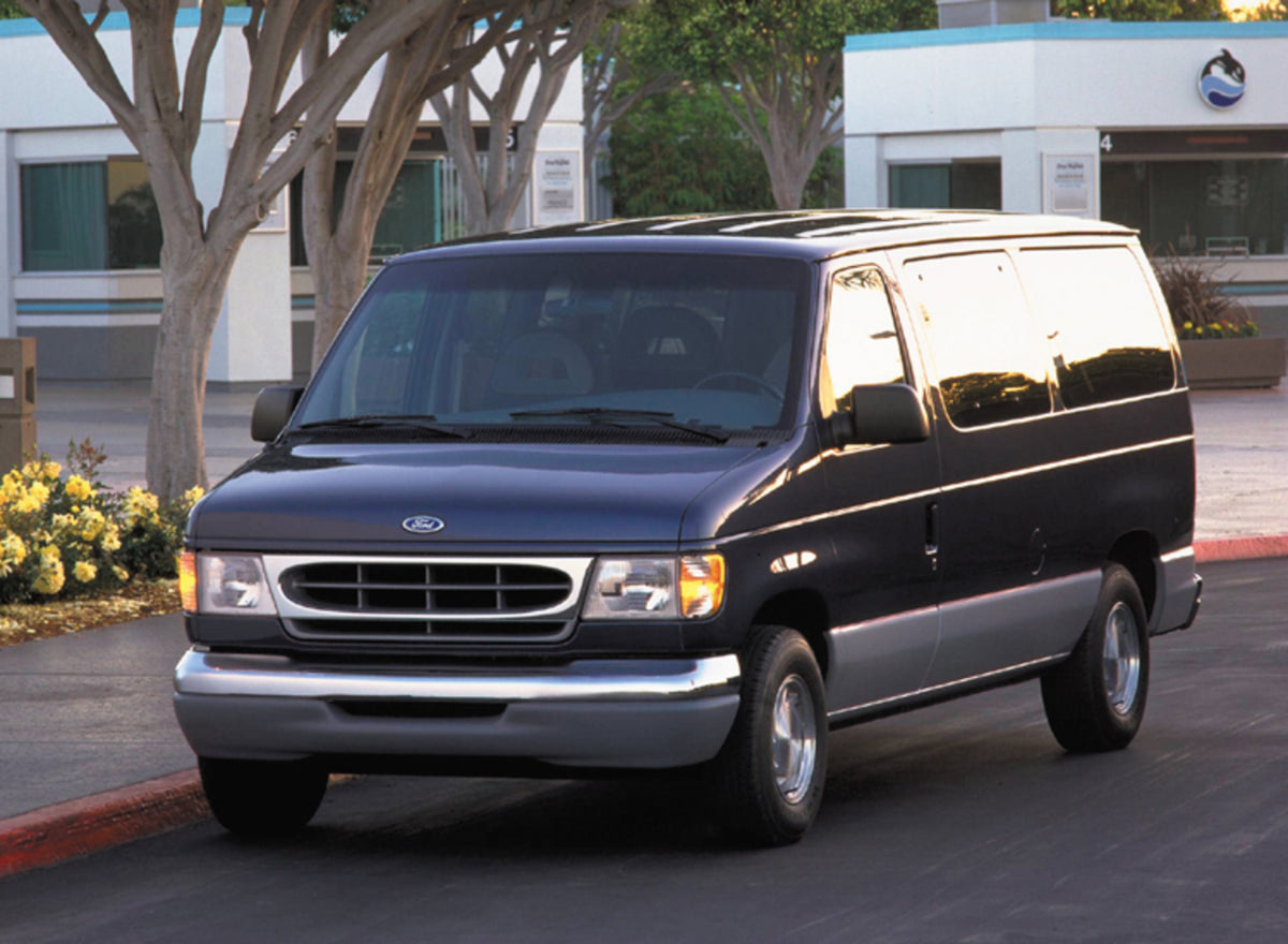 This archival image documents the 1999 Ford Club Wagon and is preserved in the Ford Heritage Vault as part of Ford Motor Company's historic photographic archive. Free for personal, non-commercial use. Ford Heritage Vault reference AR-2008-8.1.2.7014.