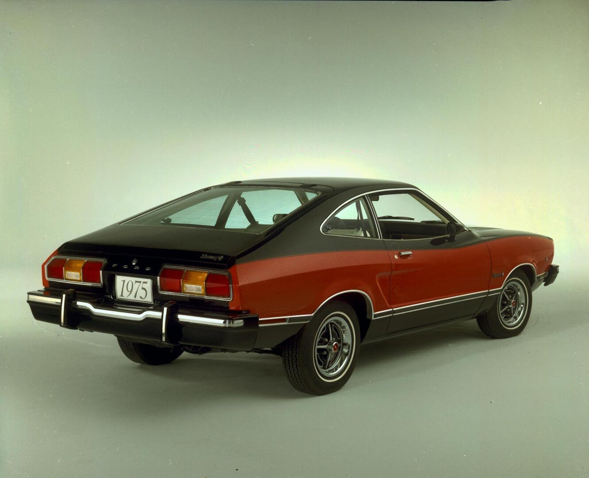 This archival image documents the 1975 Ford Mustang II and is preserved in the Ford Heritage Vault as part of Ford Motor Company's historic photographic archive. Free for personal, non-commercial use. Ford Heritage Vault reference AR-2008-8.34.59.