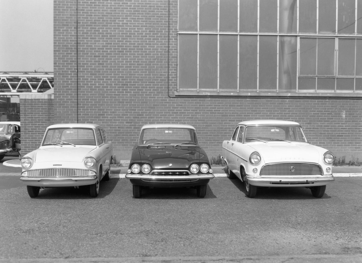 This archival image documents the 1961 Ford Anglia, Ford Consul Classic, and Ford Consul in group and is preserved in the Ford Heritage Vault as part of Ford Motor Company's historic photographic archive. Free for personal, non-commercial use. For...