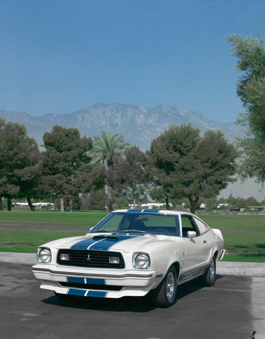 This archival image documents the 1976 Ford Mustang II Cobra II and is preserved in the Ford Heritage Vault as part of Ford Motor Company's historic photographic archive. Free for personal, non-commercial use. Ford Heritage Vault reference AR-2008...