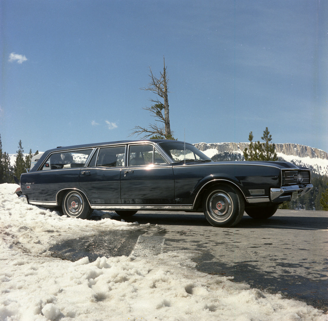 This archival image documents the 1969 Mercury Montego MX station wagon with Snow and is preserved in the Ford Heritage Vault as part of Ford Motor Company's historic photographic archive. Free for personal, non-commercial use. Ford Heritage Vault...