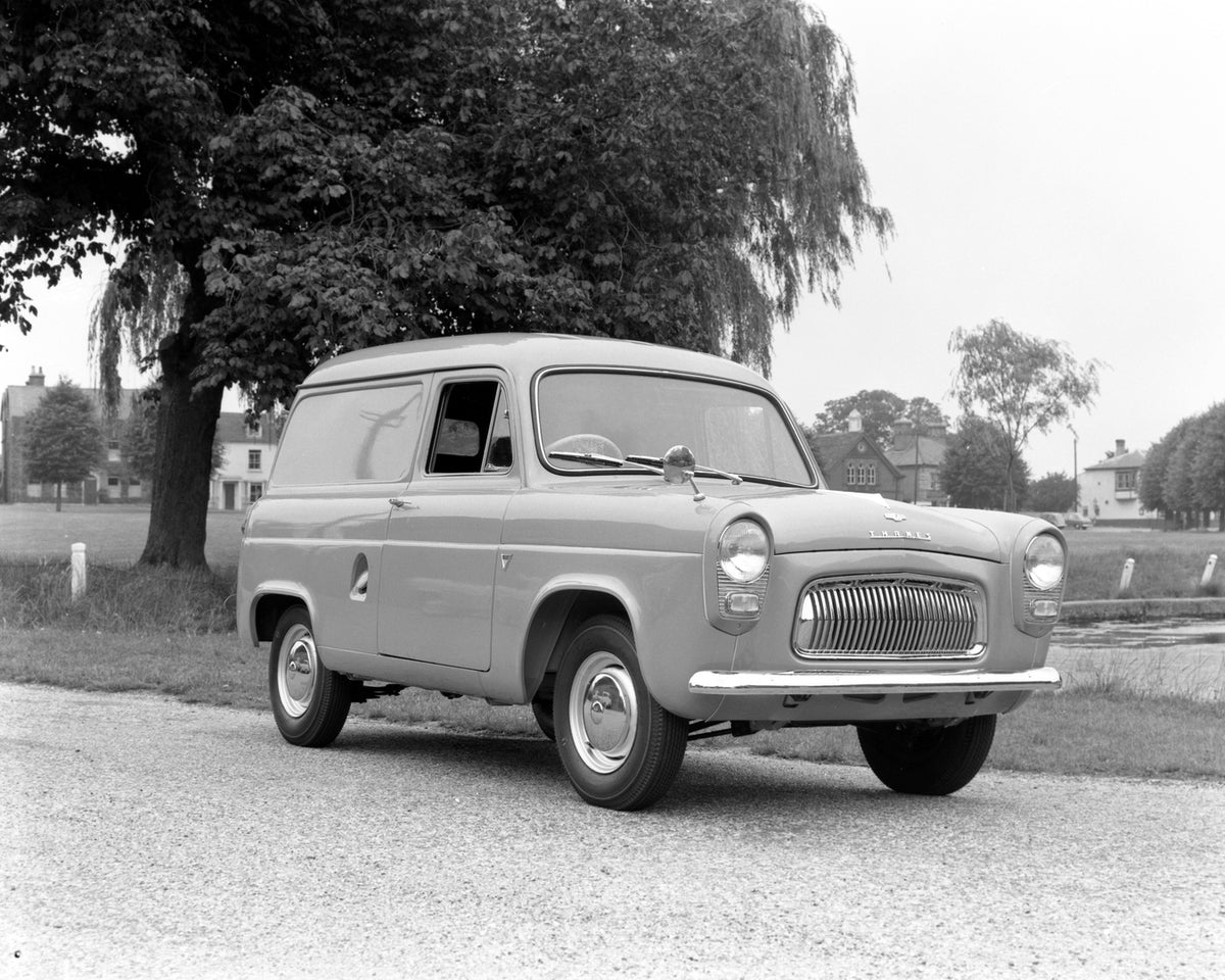 This archival image documents the 1957 Facelift of Deluxe Ford Thames 7CWT van and is preserved in the Ford Heritage Vault as part of Ford Motor Company's historic photographic archive. Free for personal, non-commercial use. Ford Heritage Vault re...