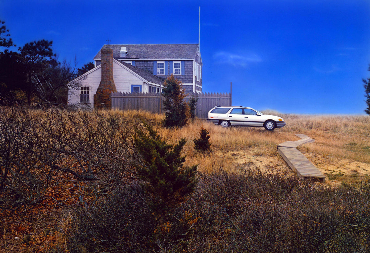 This archival image documents the 1987 Mercury Sable GS Wagon parked outside house CN45017-36 and is preserved in the Ford Heritage Vault as part of Ford Motor Company's historic photographic archive. Free for personal, non-commercial use. Ford He...