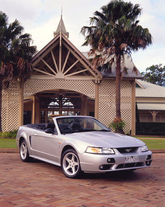 2001 Ford Mustang Cobra Convertible Driver Side Front End View in Driveway FAP-2011-3 HV 2001-0149