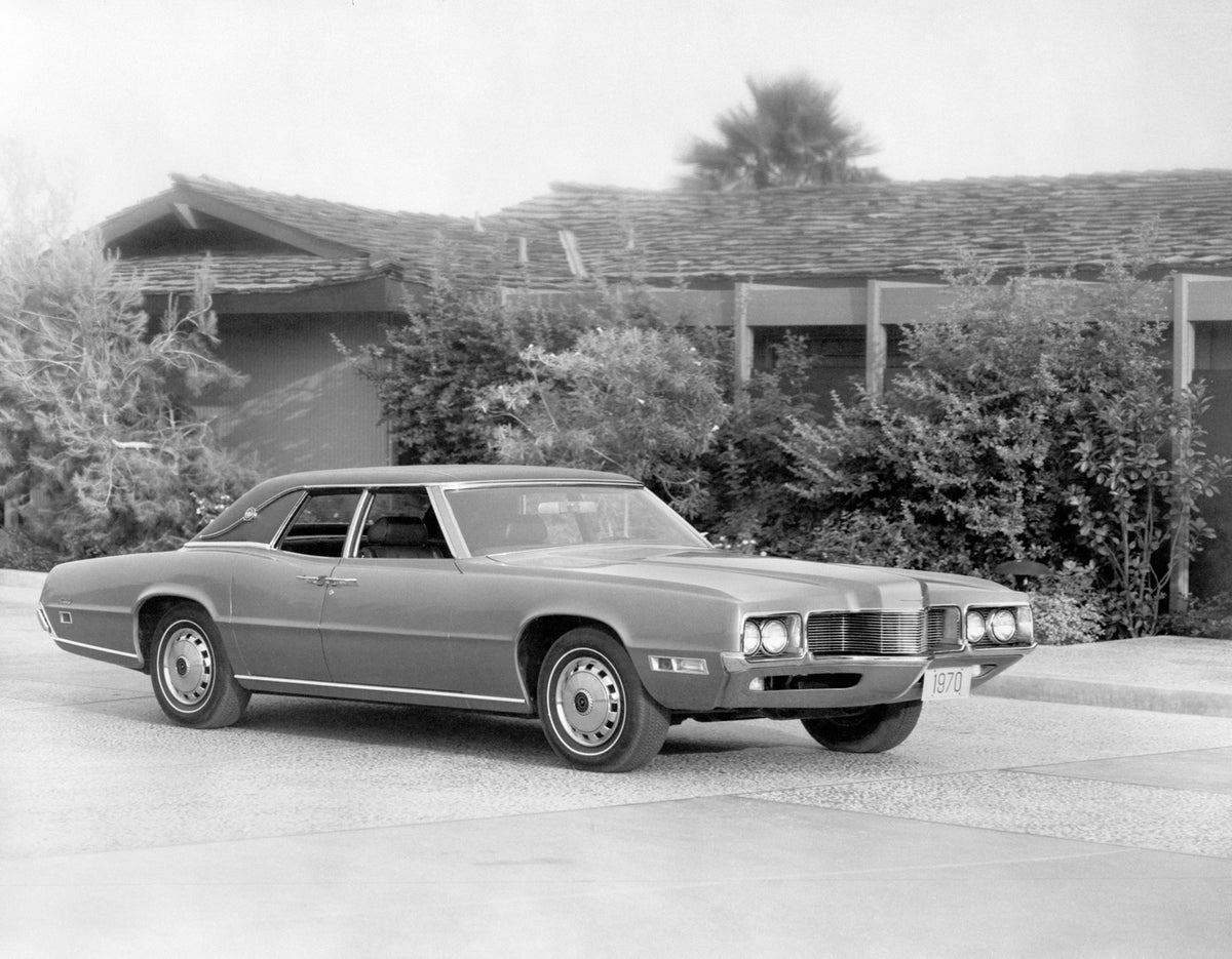 This archival image documents the 1970 Ford Thunderbird four-door and is preserved in the Ford Heritage Vault as part of Ford Motor Company's historic photographic archive. Free for personal, non-commercial use. Ford Heritage Vault reference AR-20...