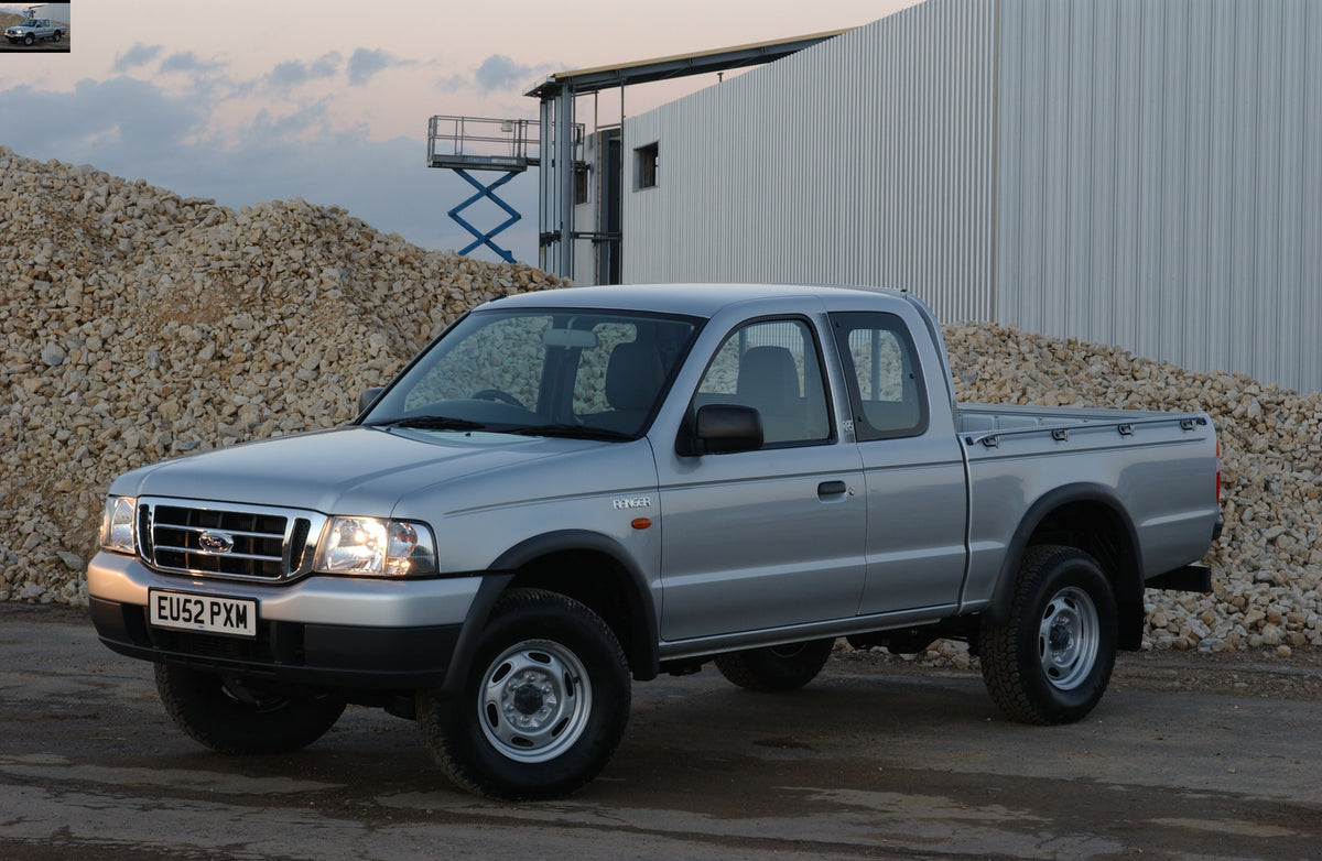 This archival image documents the 2002 Ford Ranger in gravel pit and is preserved in the Ford Heritage Vault as part of Ford Motor Company's historic photographic archive. Free for personal, non-commercial use. Ford Heritage Vault reference AR-200...