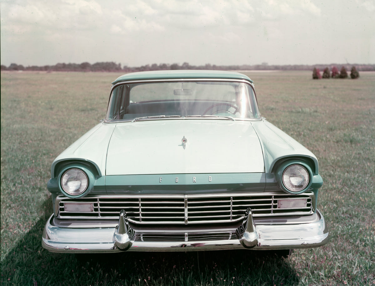 This archival image documents the 1957 Ford Custom 300 four-door sedan and is preserved in the Ford Heritage Vault as part of Ford Motor Company's historic photographic archive. Free for personal, non-commercial use. Ford Heritage Vault reference ...