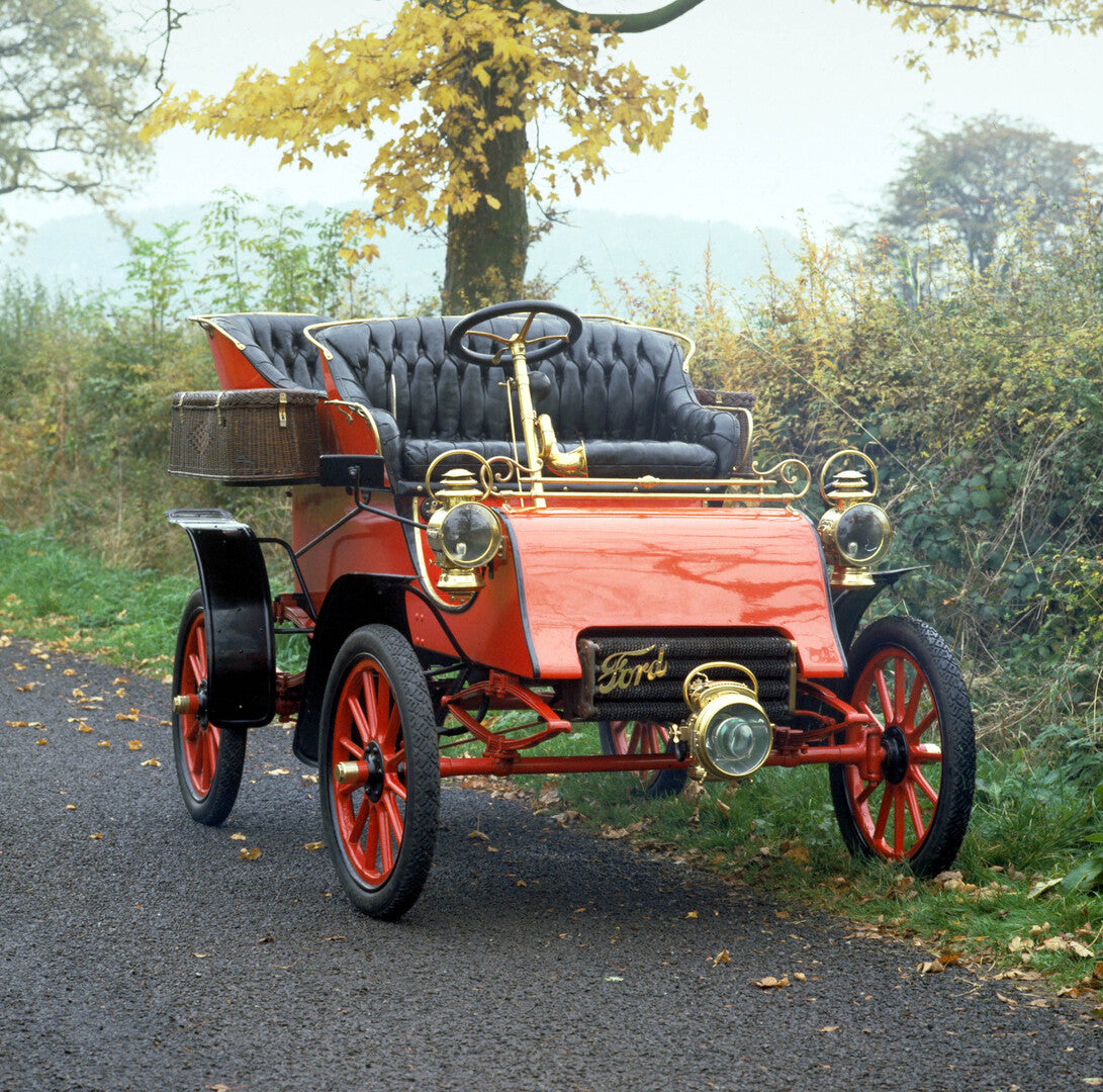 This archival image documents the 1903 Ford Model A scenic and is preserved in the Ford Heritage Vault as part of Ford Motor Company's historic photographic archive. Free for personal, non-commercial use. Ford Heritage Vault reference AR-2000-2136...