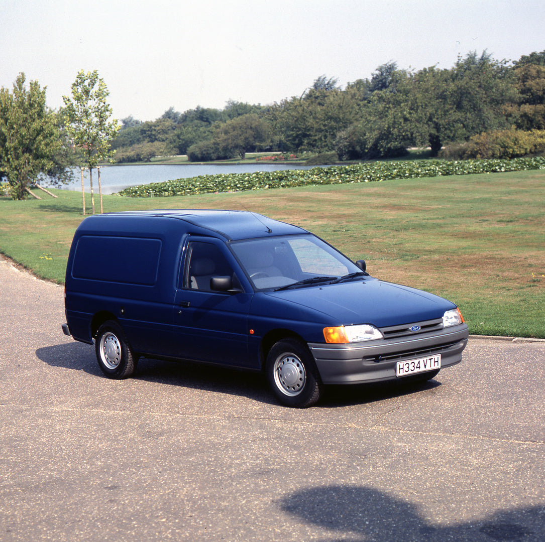 This archival image documents the 1990 Ford Escort Mark V 6/8 Counterweight Van at Boreham with scenic lake and is preserved in the Ford Heritage Vault as part of Ford Motor Company's historic photographic archive. Free for personal, non-commercia...