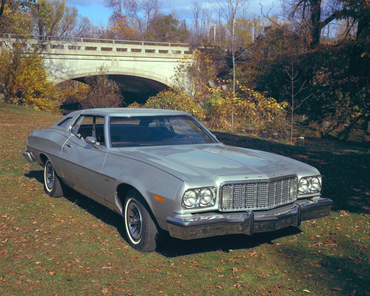 This archival image documents the 1976 Ford Torino two-door scenic and is preserved in the Ford Heritage Vault as part of Ford Motor Company's historic photographic archive. Free for personal, non-commercial use. Ford Heritage Vault reference AR-2...