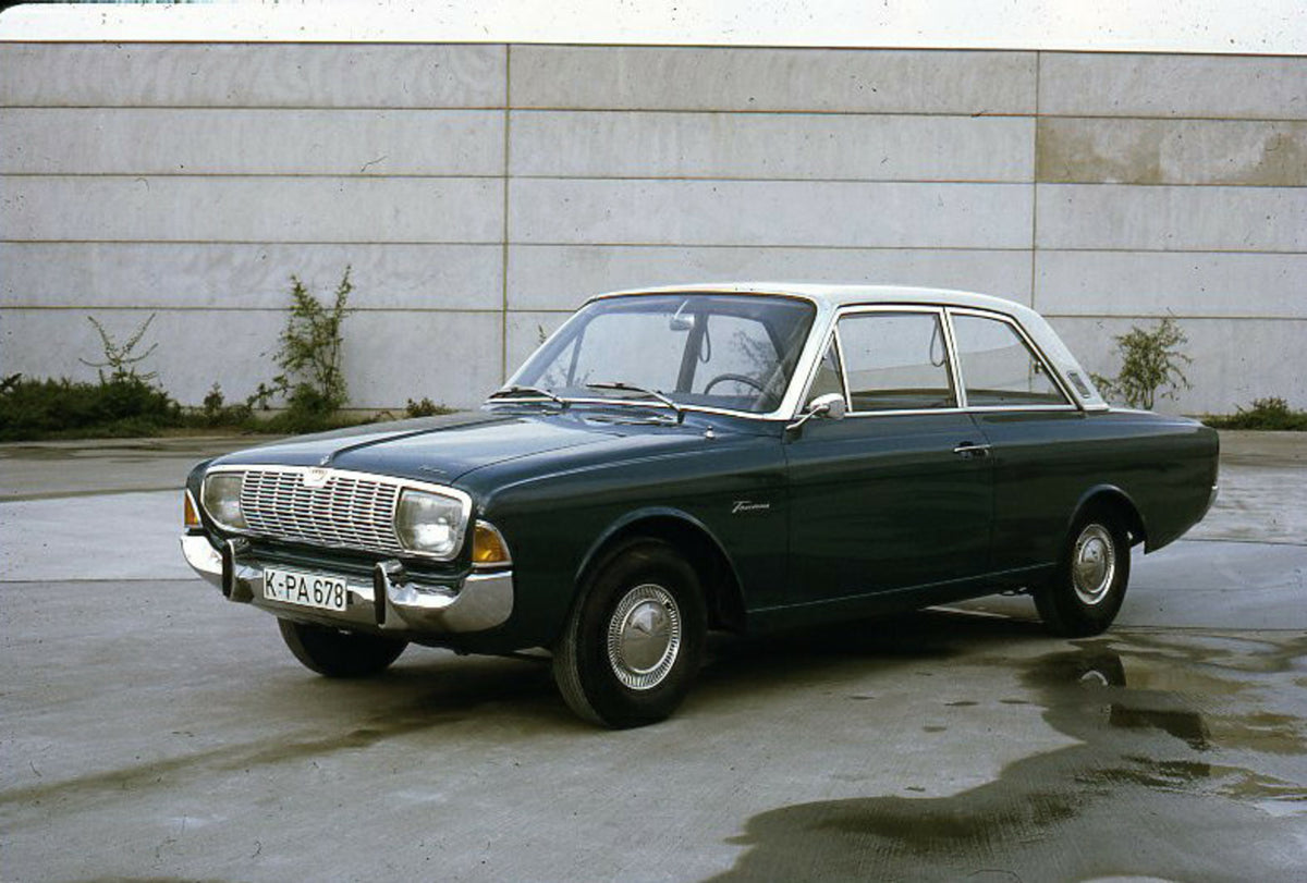 This archival image documents the 1968 Ford Taunus 20M P5 with scenic cement wall and is preserved in the Ford Heritage Vault as part of Ford Motor Company's historic photographic archive. Free for personal, non-commercial use. Ford Heritage Vault...