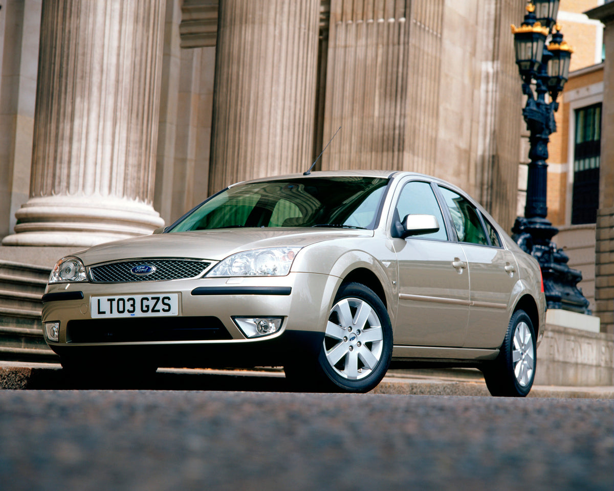 This archival image documents the 2003 Ford Mondeo Mark II front view with scenic pillars and is preserved in the Ford Heritage Vault as part of Ford Motor Company's historic photographic archive. Free for personal, non-commercial use. Ford Herita...