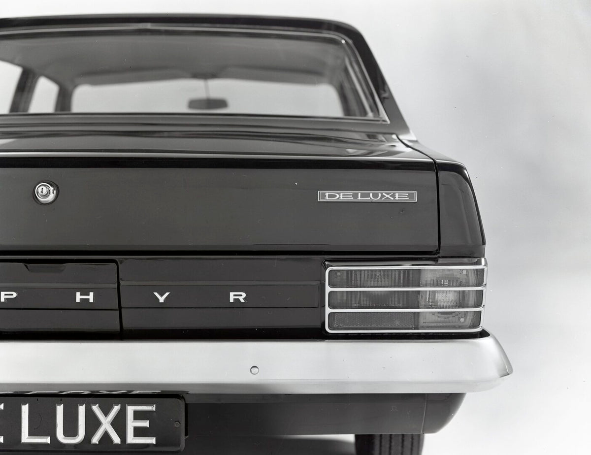 This archival image documents the 1967 Ford Zephyr Mark IV V6 Deluxe back closeup in studio and is preserved in the Ford Heritage Vault as part of Ford Motor Company's historic photographic archive. Free for personal, non-commercial use. Ford Heri...
