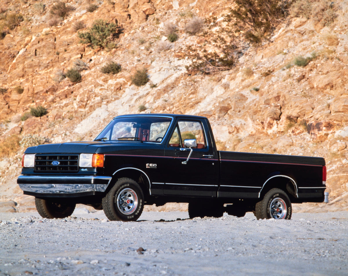 This archival image documents the 1987 Ford F-150 Pickup Truck Passenger Side Front End View on Rough Terrain FAP-2011-3 and is preserved in the Ford Heritage Vault as part of Ford Motor Company's historic photographic archive. Free for personal, ...