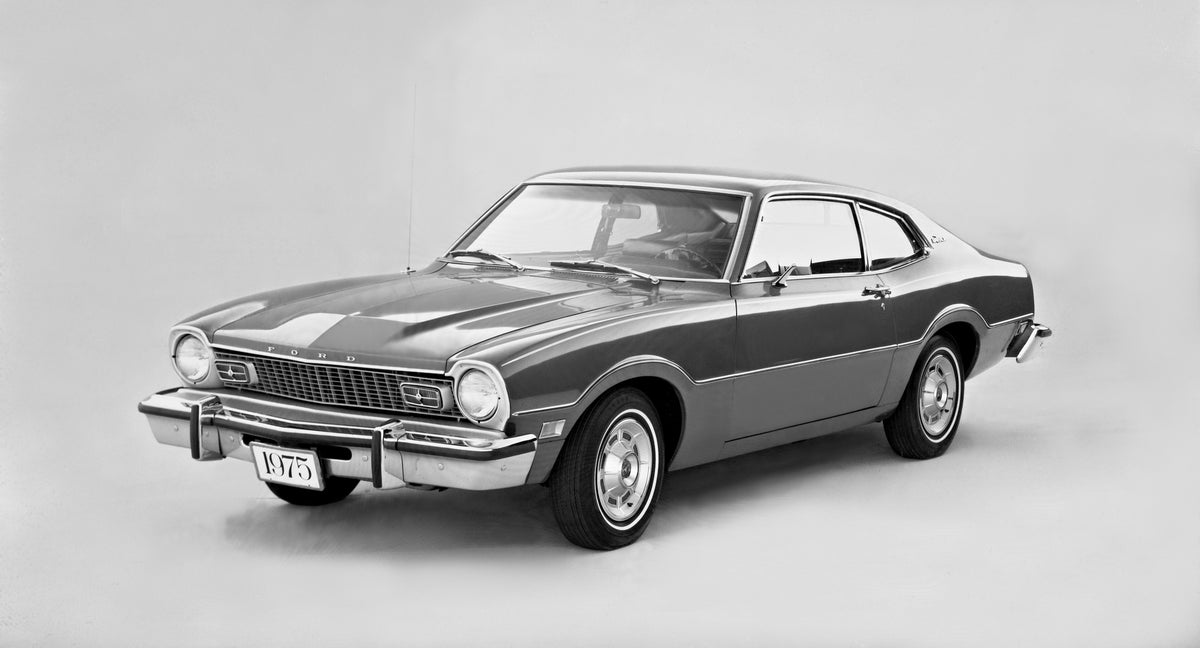 This archival image documents the 1975 Ford Maverick two-door and is preserved in the Ford Heritage Vault as part of Ford Motor Company's historic photographic archive. Free for personal, non-commercial use. Ford Heritage Vault reference AR-2008-8...