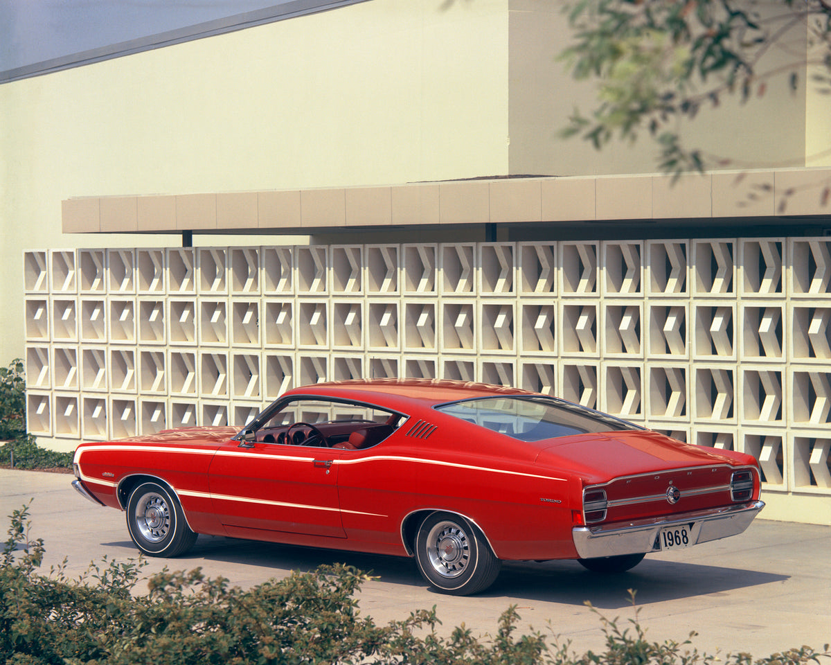 This archival image documents the 1968 Ford Torino GT fastback and is preserved in the Ford Heritage Vault as part of Ford Motor Company's historic photographic archive. Free for personal, non-commercial use. Ford Heritage Vault reference AR-2008-...