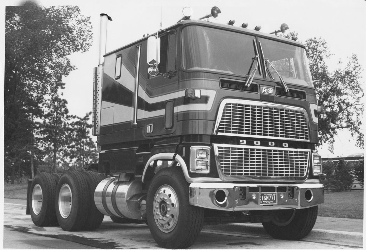 This archival image documents the 1977 Ford CL-9000 Cab Over Engine truck and is preserved in the Ford Heritage Vault as part of Ford Motor Company's historic photographic archive. Free for personal, non-commercial use. Ford Heritage Vault referen...