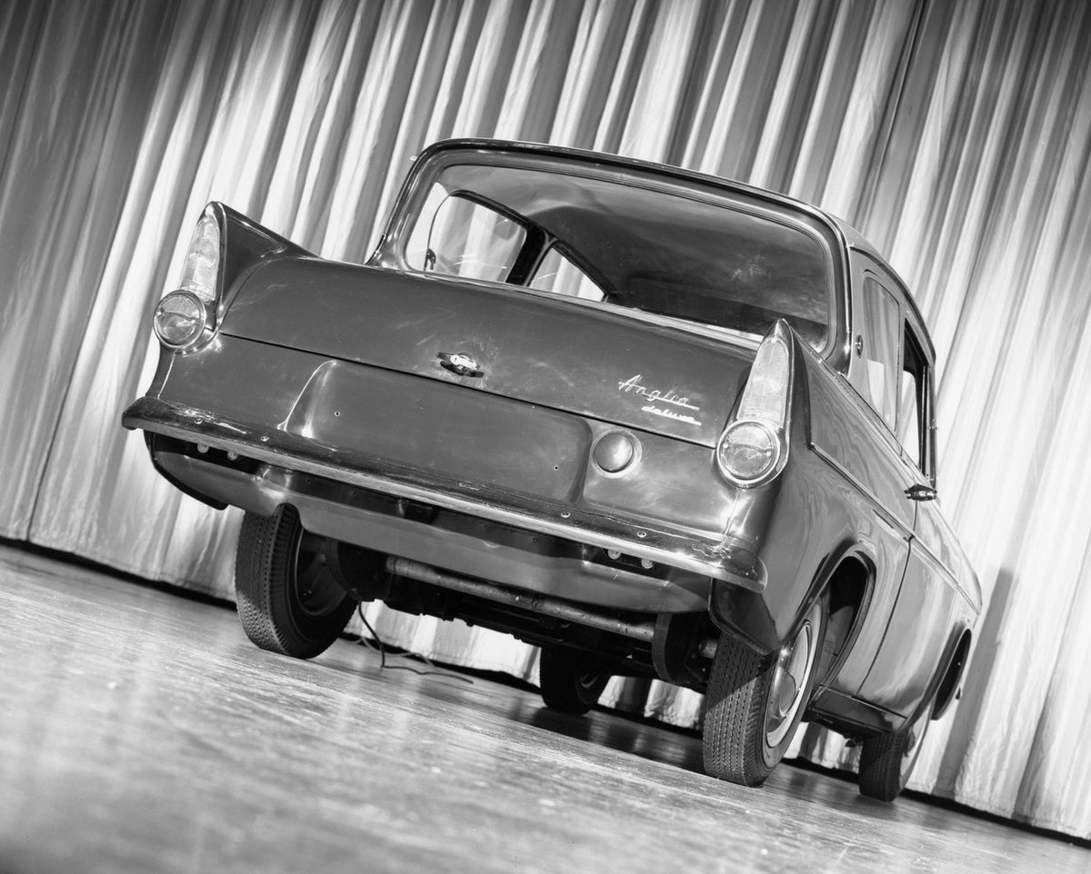 This archival image documents the 1959 Ford Anglia 105E deluxe in studio and is preserved in the Ford Heritage Vault as part of Ford Motor Company's historic photographic archive. Free for personal, non-commercial use. Ford Heritage Vault referenc...