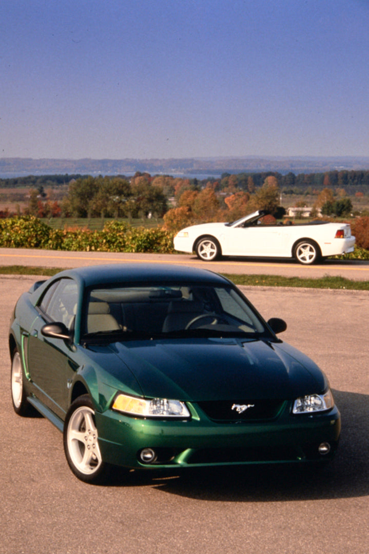 This archival image documents the 1999 Ford SVT Mustang Cobra Coupe and Convertible on Country Road FAP-2011-3 and is preserved in the Ford Heritage Vault as part of Ford Motor Company's historic photographic archive. Free for personal, non-commer...