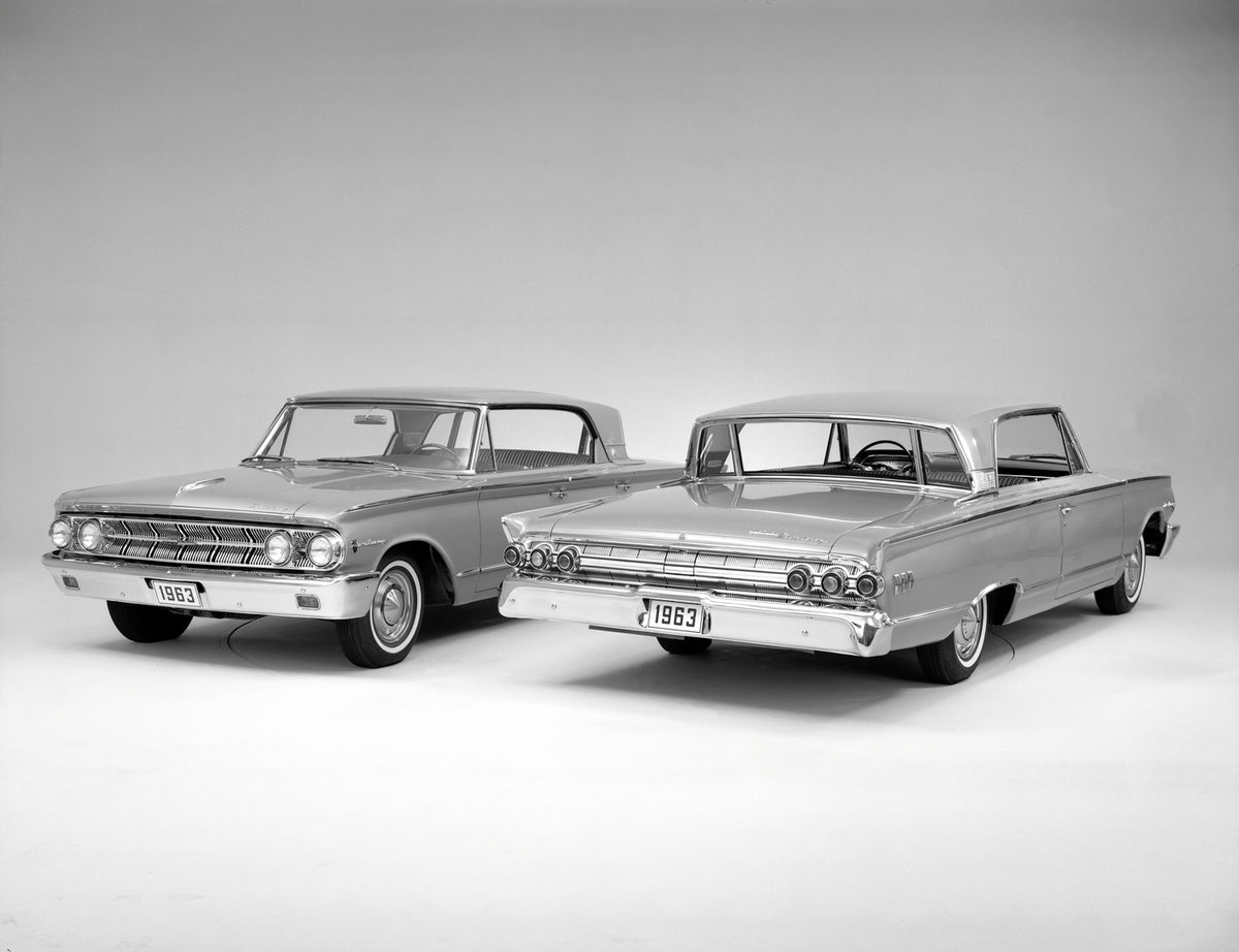 This archival image documents the 1963 Mercury hardtops Insides Facing in Opposite Directions and is preserved in the Ford Heritage Vault as part of Ford Motor Company's historic photographic archive. Free for personal, non-commercial use. Ford He...
