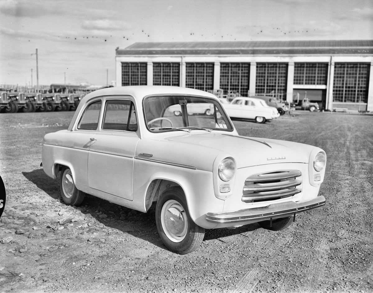 This archival image documents the Ford Anglia Coupe Driver Side Front End View in Vehicle Lot FAP-2011-3 and is preserved in the Ford Heritage Vault as part of Ford Motor Company's historic photographic archive. Free for personal, non-commercial u...