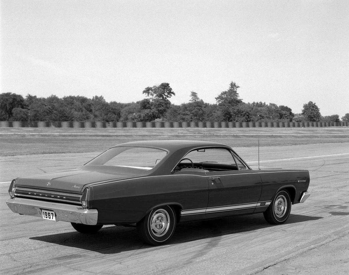 This archival image documents the 1967 Mercury Comet Cyclone GT hardtop and is preserved in the Ford Heritage Vault as part of Ford Motor Company's historic photographic archive. Free for personal, non-commercial use. Ford Heritage Vault reference...