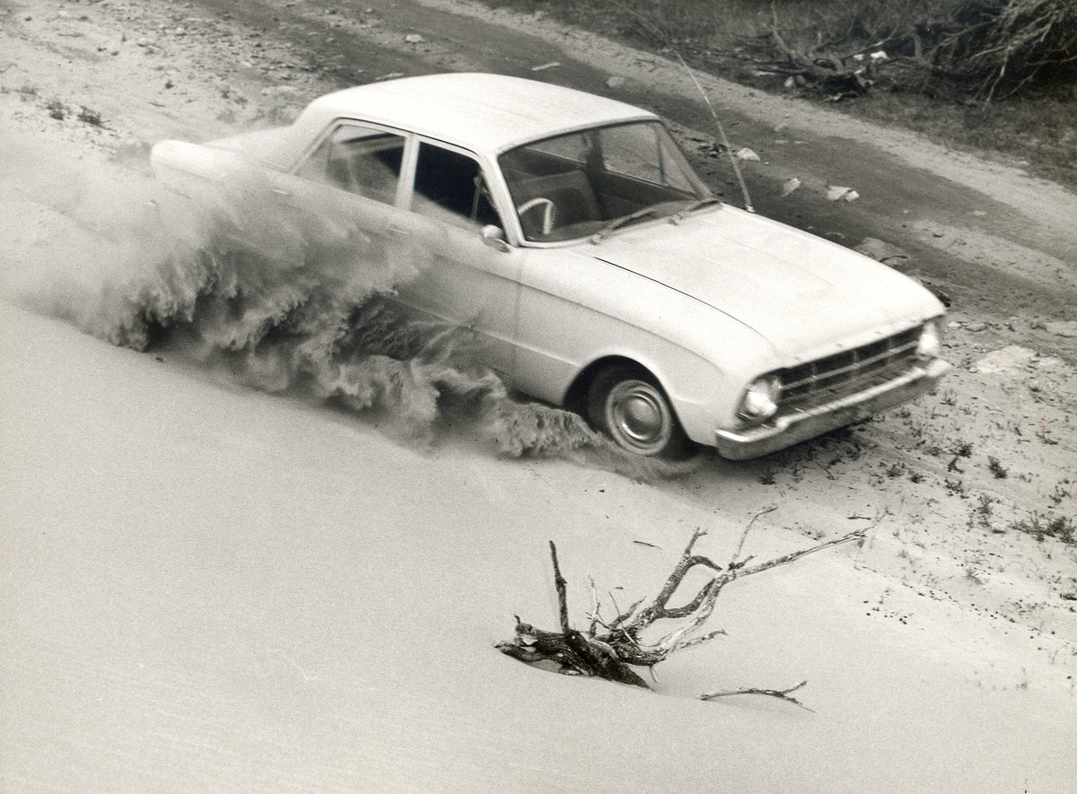 This archival image documents the 1964 Ford XM Falcon closeup action shot on dirt road and is preserved in the Ford Heritage Vault as part of Ford Motor Company's historic photographic archive. Free for personal, non-commercial use. Ford Heritage ...