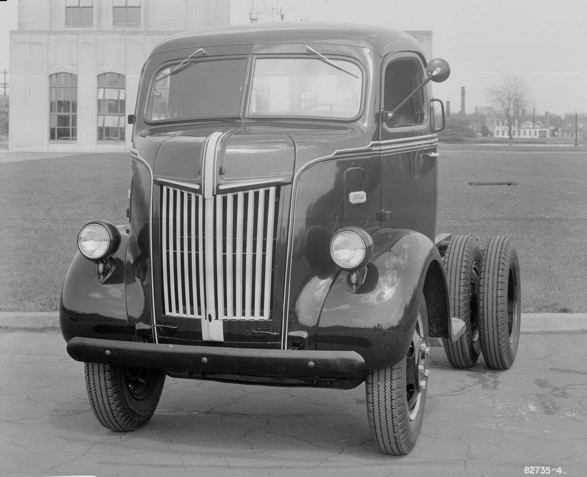 This archival image documents the 1946 Ford Cab Over Engine truck and is preserved in the Ford Heritage Vault as part of Ford Motor Company's historic photographic archive. Free for personal, non-commercial use. Ford Heritage Vault reference AR-20...