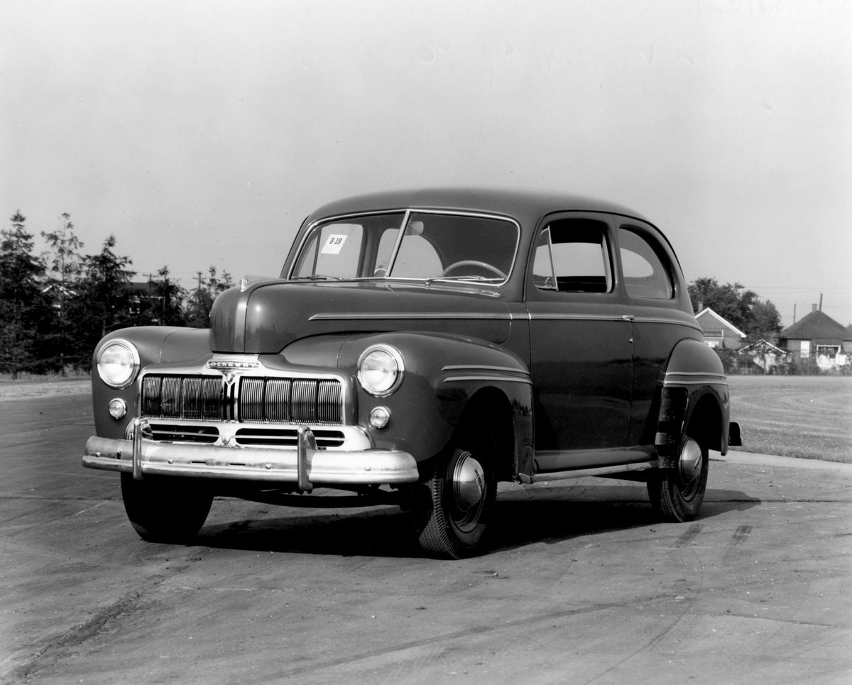 This archival image documents the 1947 Mercury Tudor 114 on scenic road AR-2007-5 and is preserved in the Ford Heritage Vault as part of Ford Motor Company's historic photographic archive. Free for personal, non-commercial use. Ford Heritage Vault...