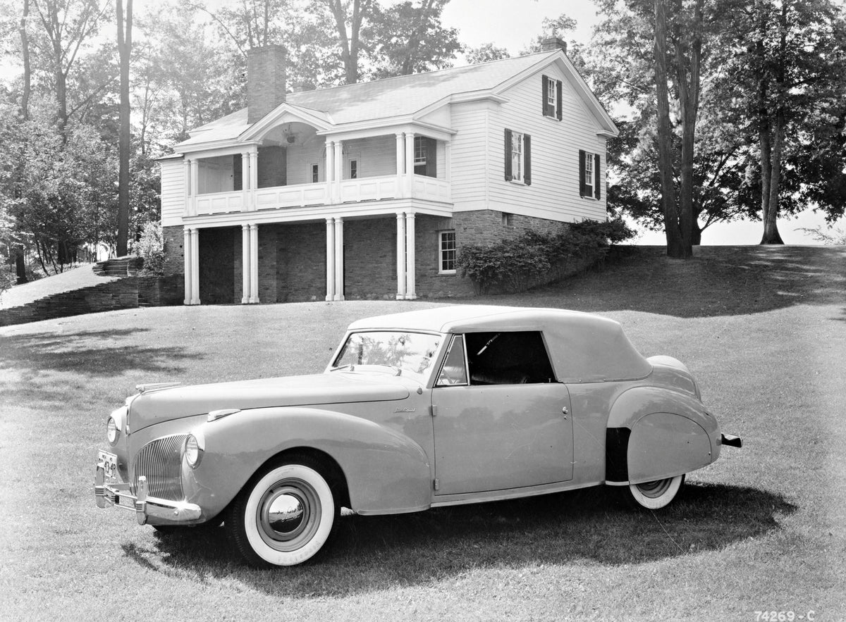 This archival image documents the 1941 Lincoln Continental Cabriolet and is preserved in the Ford Heritage Vault as part of Ford Motor Company's historic photographic archive. Free for personal, non-commercial use. Ford Heritage Vault reference AR...