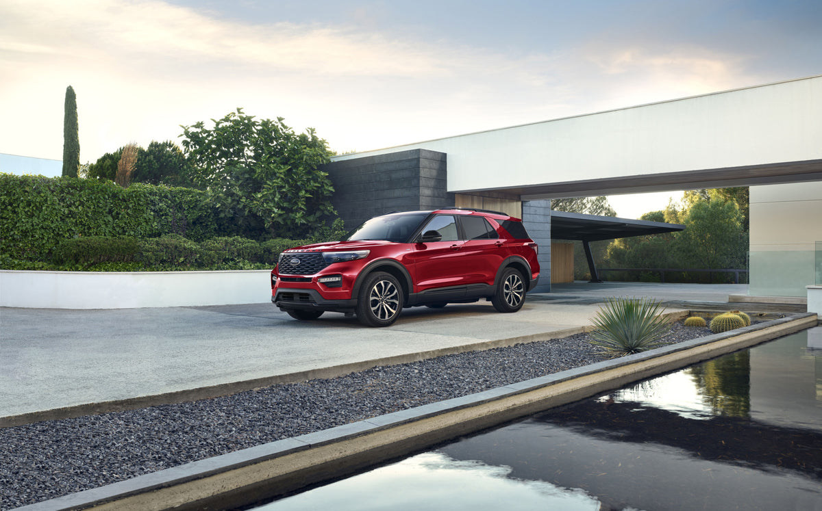 This archival image documents the 2022 Ford Explorer ST in scenic driveway and is preserved in the Ford Heritage Vault as part of Ford Motor Company's historic photographic archive. Free for personal, non-commercial use. Ford Heritage Vault refere...